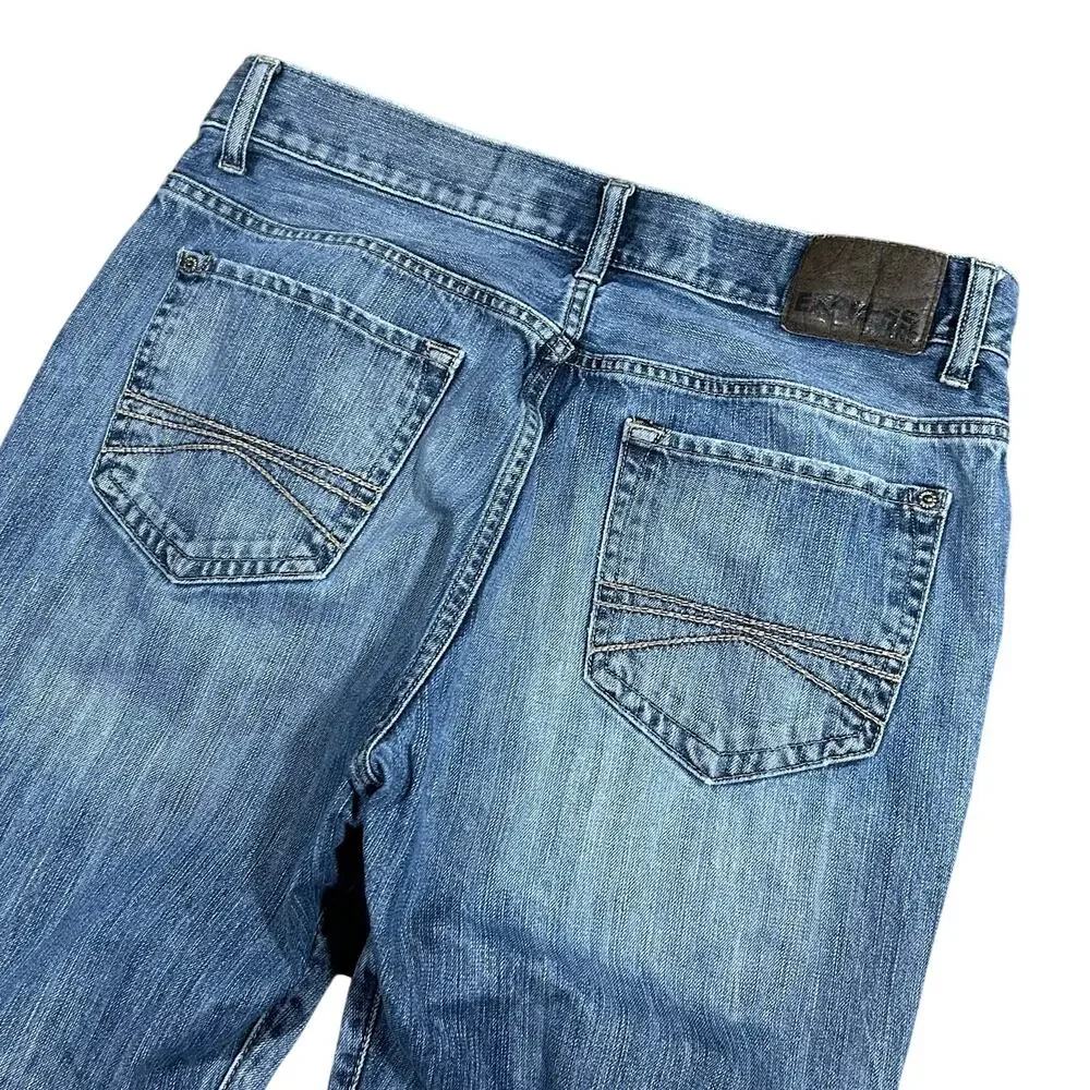 Y2K Express Jeans Kingston Classic Fit Straight Leg 34x32 Distressed Faded